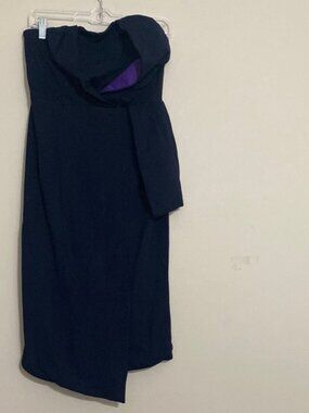 Few Moda NY Elegant navy purple Strapless Dress women L soft event wedding party
